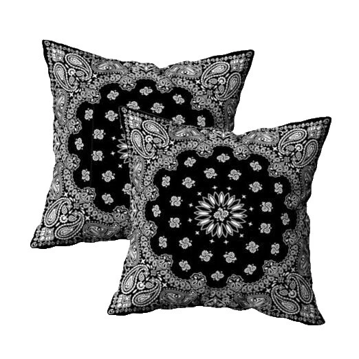 100% Polyester Paisley Black Home Décor Pillows
