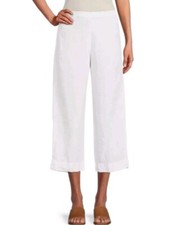 Bryn Walker Cropped Wide Leg 100 Linen White Size L