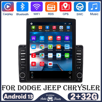 Car Stereo Radio Head Unit GPS CarPlay Android 13+Camera For Dodge Jeep Chrysler
