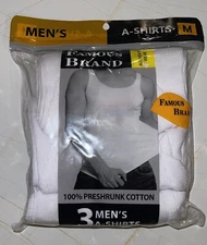 Famous Brand 3 Men A Shirts 100% Preshrunk Cotton Medium Size