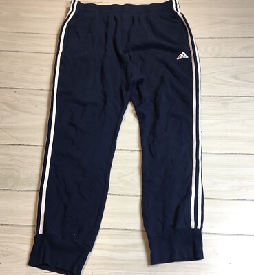 Adidas Joggers Mens XL Blue Tapered Fleece Sweatpants Pockets