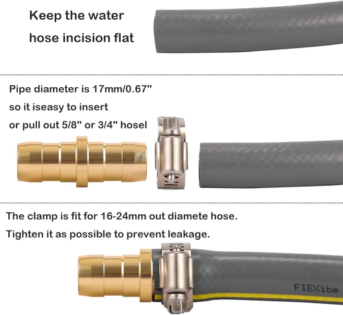 4 Pack Garden Hose Connector Repair Mender Kit with Stainless Clamp,Fits 3/4 - Picture 6 of 12