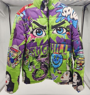 SUGARHILL GREEN PHYSCO ALL OVER PRINT PUFFER JACKET