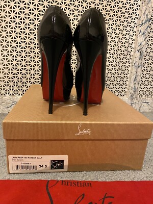 Christian Louboutin Black Lady Peeps 150mm Patent Leather 34.5 | eBay