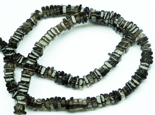 NATURAL GEM SMOKY QUARTZ 5-6MM SQUARE HEISHI BEADS FINISHED NECKLACE 17" - Picture 2 of 4