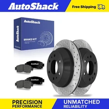 Rear Drilled Slotted Brake Rotors Premium Ceramic Pads for GMC Envoy 4.2L