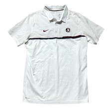 Nike Men's Size L Dri-Fit Florida State Seminoles Polo Shirt White Garnet Logo