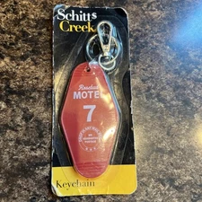 New: Schitts Creek Rosebud Motel Key Keyring Plastic Red Room Rm 7 Keychain Clip