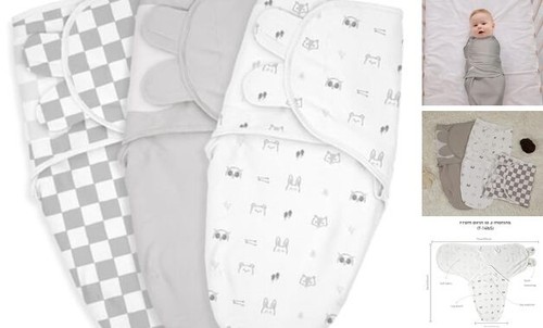 Baby Swaddle Sacks, 3-Pack Newborn Organic Cotton Swaddle Wrap, Adjustable