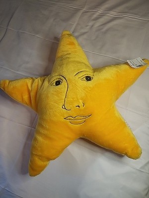 Salamander Graphix Vintage Celestial Yellow Star Face Pillow W Tag 90s Rare 19''