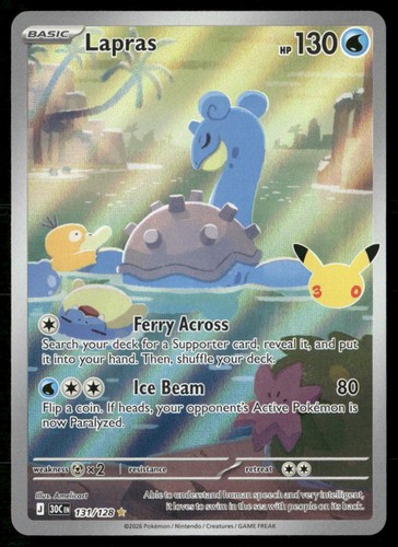 LAPRAS 131/128 HOLO ILLUSTRATION RARE ME: 30TH CELEBRATION POKEMON NM