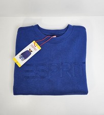 NWT Small ESPRIT Women's Logo Fleece Crewneck Sweatshirt Navy Viral 80's Costco