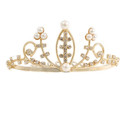 Fee Prinzessin Braut/Hochzeit/Abschlussball/Party goldfarben klar Kristall und weiß