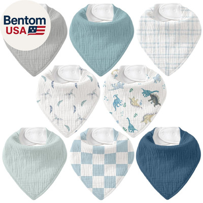 Muslin Baby Bibs 8 Pack, Baby Bandana Drool Bib for Drooling and Teething, Cotto