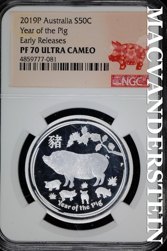 Australia: 2019-P Fifty Cents- Year Of The Pig- NGC PF 70 Ultra Cameo #SLA957