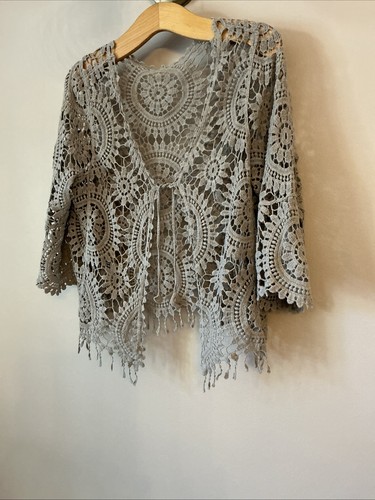 Lovely Brown Boho Crochet Over Top Shrug - One Size (12-16) - Picture 2 of 4