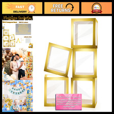 Baby Shower Balloon Boxes with 78 Letters  Numbers - Gender Reveal Decor, Gold
