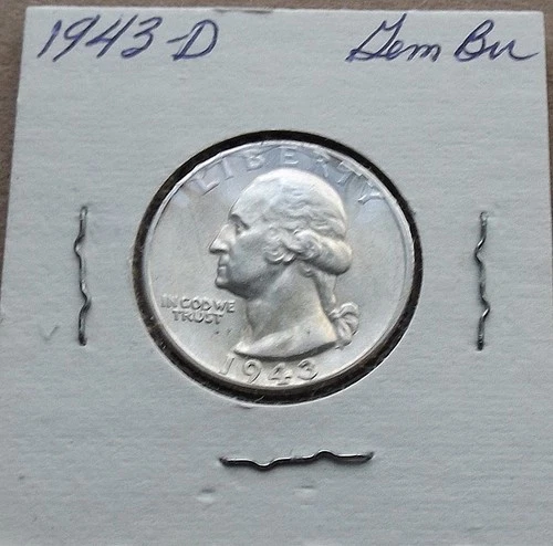 1943 D Washington Quarter - Gem BU -  90% Silver