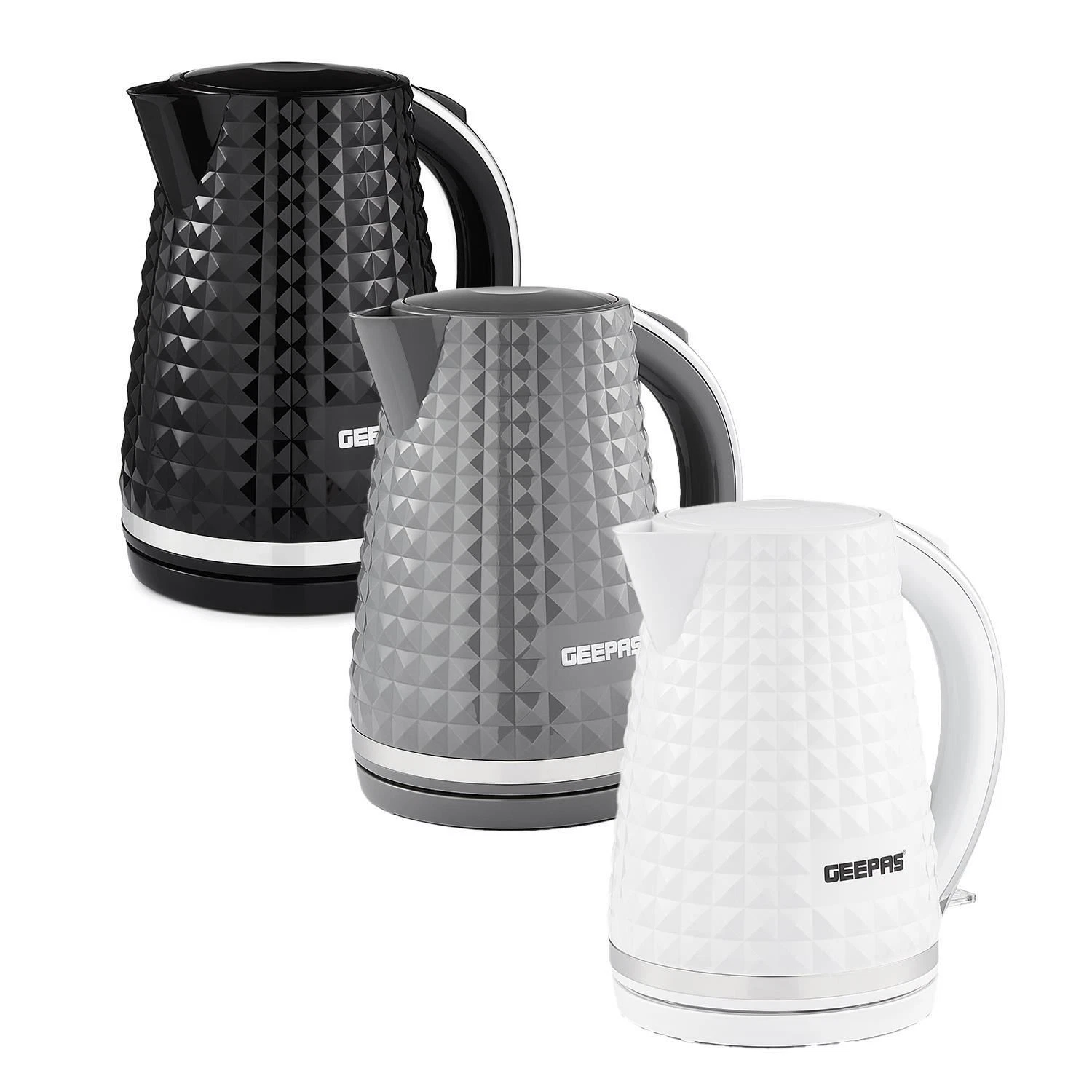 GEEPAS Electric Jug Kettle 1.7L Cordless Textured Design Auto Shut Off 2200W