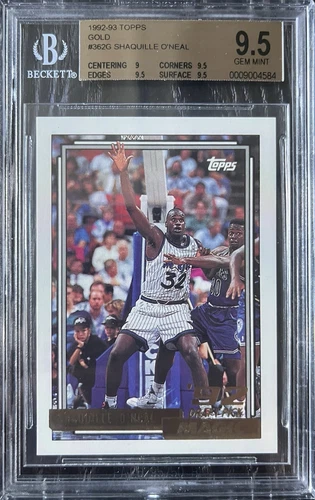 1992-93 Topps Gold #362 Shaquille O'Neal Rookie RC HOF Magic BGS 9.5 GEM MINT