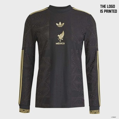 Personalize Men's Mexico Gold Long Sleeve Shirt 2025 Black Soccer Hot