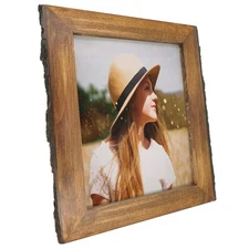 IKEREE 8x10 Picture Frames with Bark Edges, Rustic Wood Photo Frame for Tabletop