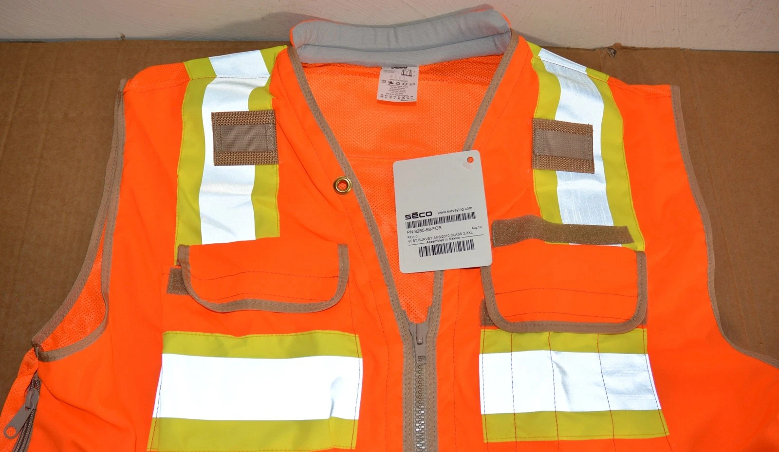 SECO 8265 58 XXL Safety Vest Large Survey ANSI ISEA Class 2 High Visibility - product detail image 2