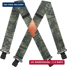 Camo Suspenders for Men Heavy Duty Clips Hunting X Back Adjustable Brace