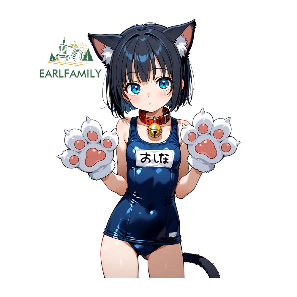 EARLFAMILY 5.1'' Girl Cosplay Cat Car Sticker Decal Car Accessories Decoration