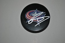 Denton Mateychuk Autographed Columbus Blue Jacket Logo Puck