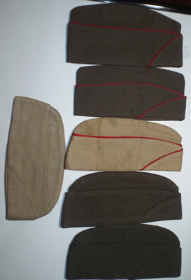 Vintage Lot of 6 US Military Garrison Caps WWII Era to Vietnam Era Khaki Green