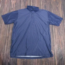 Collars & Co. Polo Shirt Mens Large Blue Striped Featherweight Dress Collar Golf