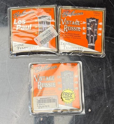 Lot of 3 Gibson Vintage Reissue Electric Guitar Strings 10/46 Light Les Paul