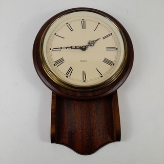 Large Quartz Wall Clock In Stained Wood Surround (#H1/05)