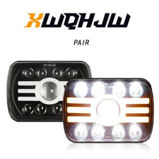 Pair 5x7 7x6 Inch Led Headlights Hilo Beam Halo For Jeep Wrangler Yj 1986 -1995