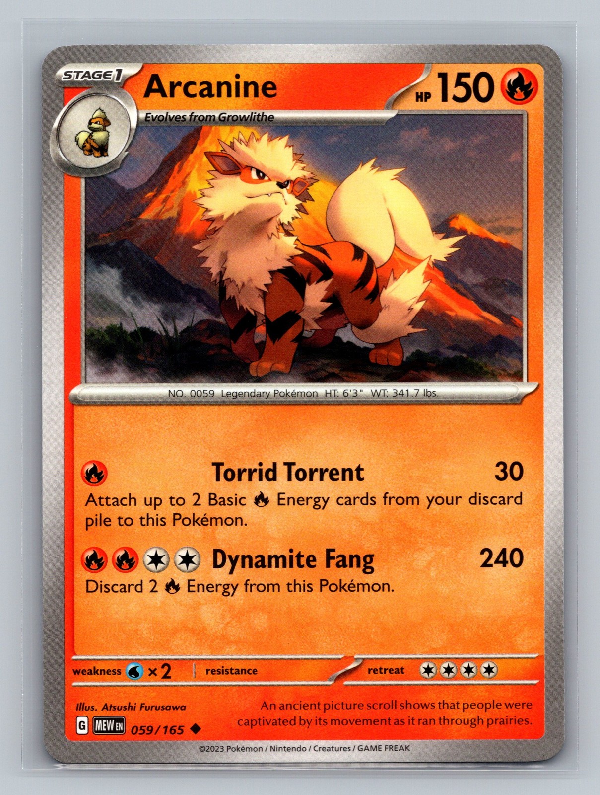 Pokémon TCG #059/165 Arcanine SV: Scarlet & Violet 151 Normal Near Mint