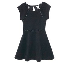 Bar III Little Black Dress Lace See Through Waist Sleeve Womens M Stretch A Line