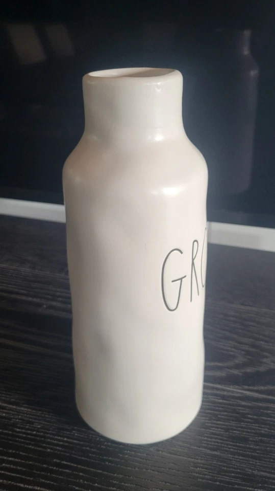 Jarrón de cerámica Rae Dunn GROW, colección artesanal de jarrón magenta de 9” de alto, beige Foto 3 de 4