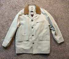 BARACUTA Creme Baumwolle Jacke Herren Field Utility Mantel Knopfleiste Größe Large