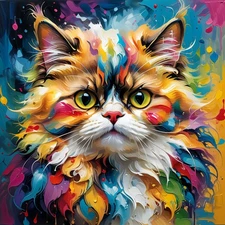 Expressive Animal Art Joyful Persian Cat Poster Wall Decor Picture