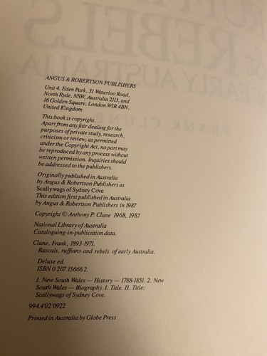 Rascals, Ruffians & Rebels of Early Australia, By FRANK CLUNE HB 1st 1987 - Picture 3 of 3