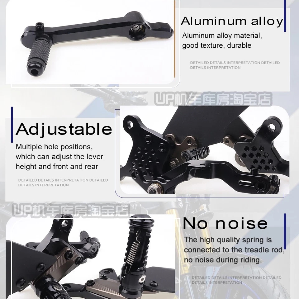 For Yamaha MT09 2024 2025 CNC Footpegs Pedals Adjustable Rearset Foot Rest MT-09 - Image 3 of 4