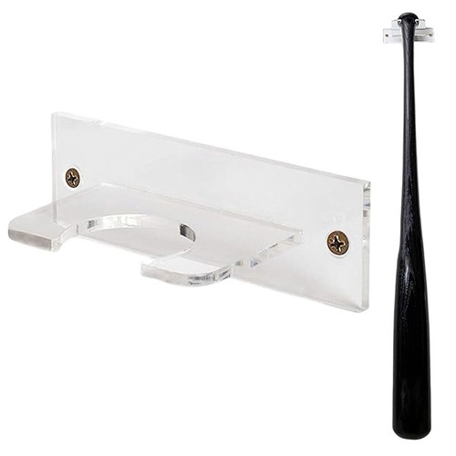 Elegant Wall Mount Baseball Bat Holder 2pc Acrylic Racks for Home Display - Picture 2 of 6