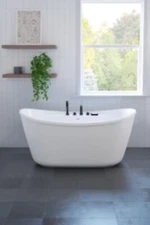 maax sonoma 58" acrylx Luxury Modern freestanding center drain bathtub in white