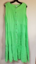 E Stewart Womens Button Front Tiered Sleeveless Midi Shirt Dress Light Green
