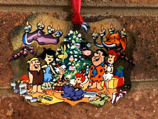 The Flintstones Aluminum Christmas Tree Ornament Fred Wilma Pebbles Bam Bam
