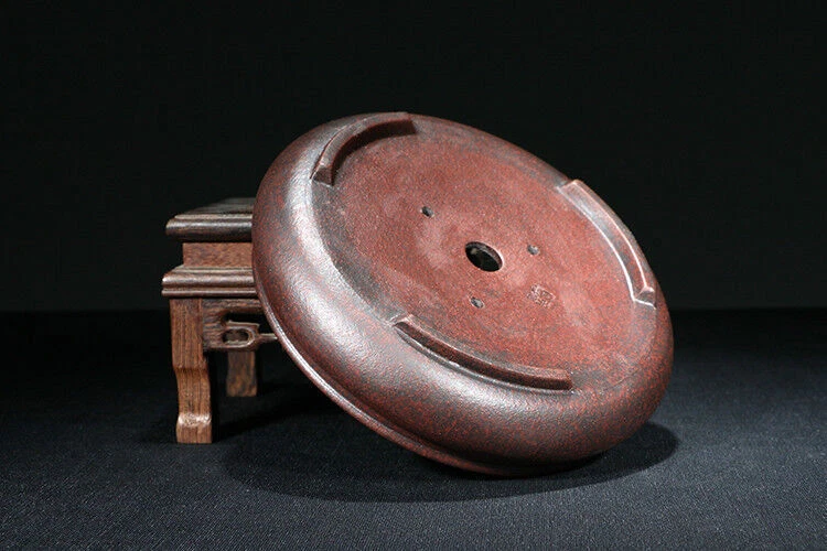 Dark Red Round Chinese Yixing Zisha Shohin Bonsai Pot 15X15X4Cm Small Size China - Image 4 of 4