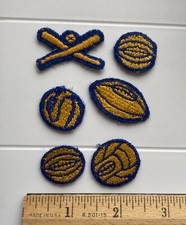 Lot of 6 Assorted Football Baseball Ball Sports Small Embroidered Patches