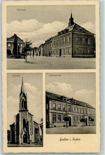 13234019 - 7523 Graben-Neudorf Rathaus Volksschule AK Karlsruhe LKR 1940 - Bild 1 von 2