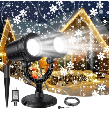 afzdby Christmas Snowflake Projector Lights Outdoor,Double Head Snowfall Led 